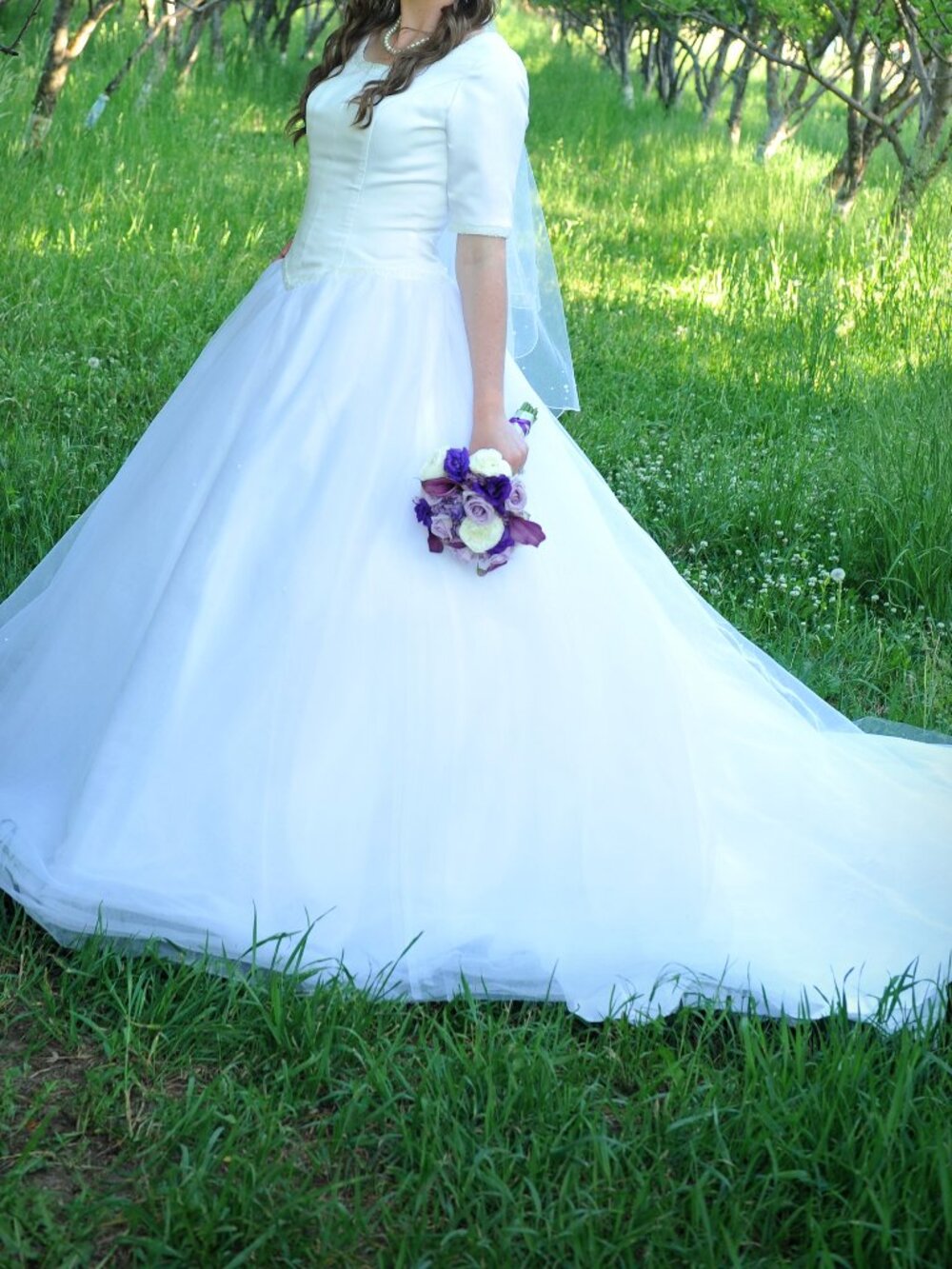 All-in-One Modest Wedding Package: Tulle Ball Gown, Petticoat, & Garment Bag